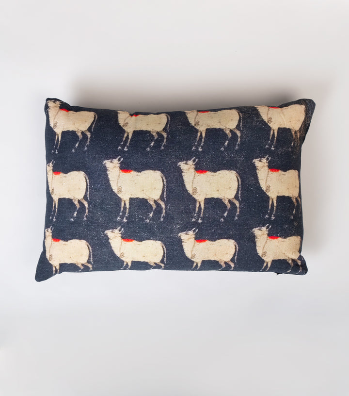 Black Cow Printed Cotton Cushion Cover