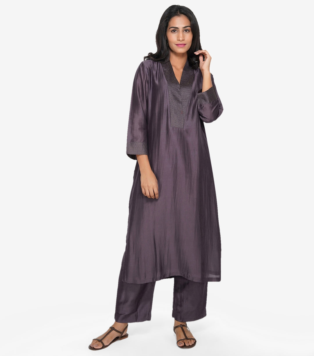 Voilet Silk Kurta Set