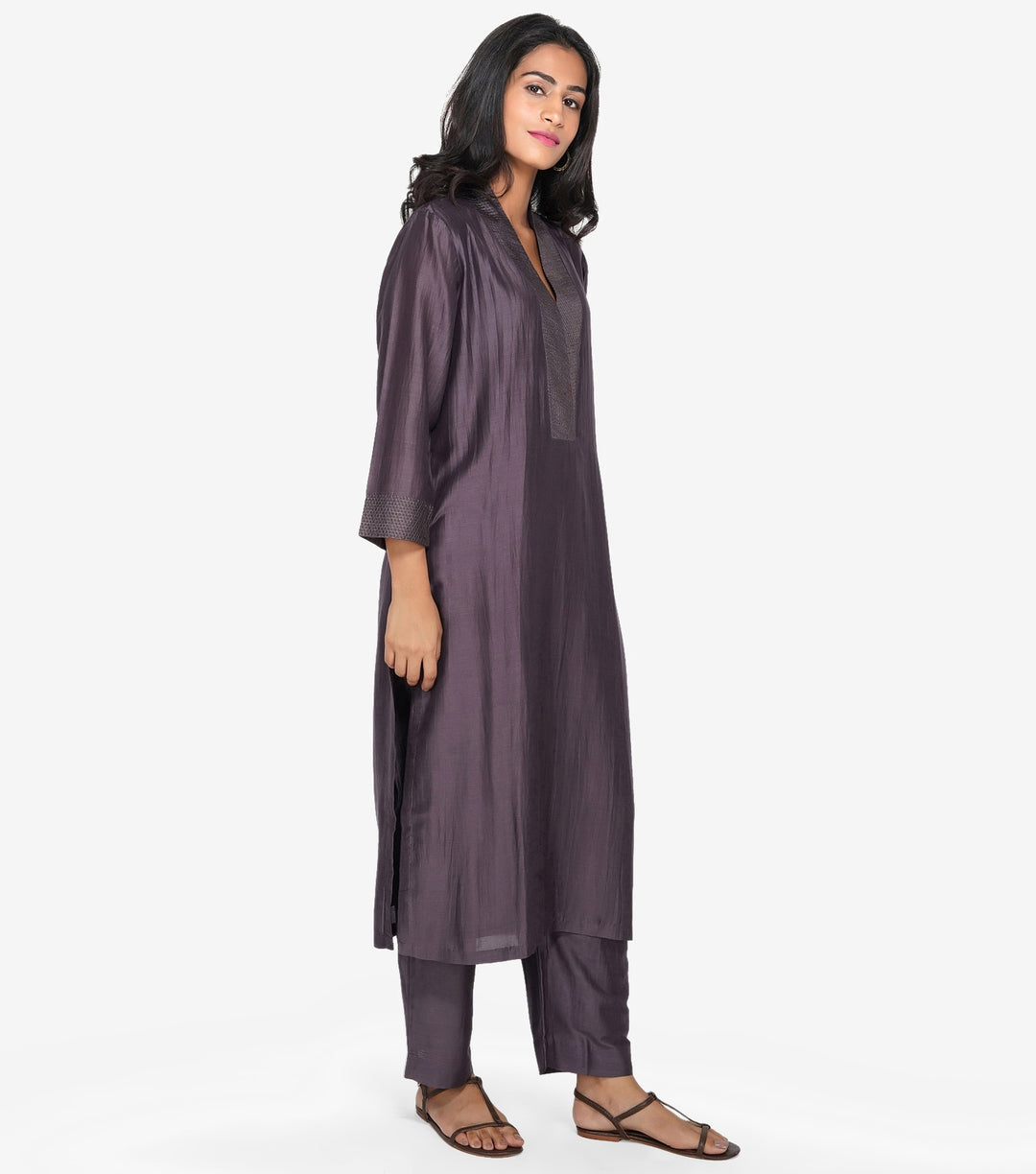 Voilet Silk Kurta Set