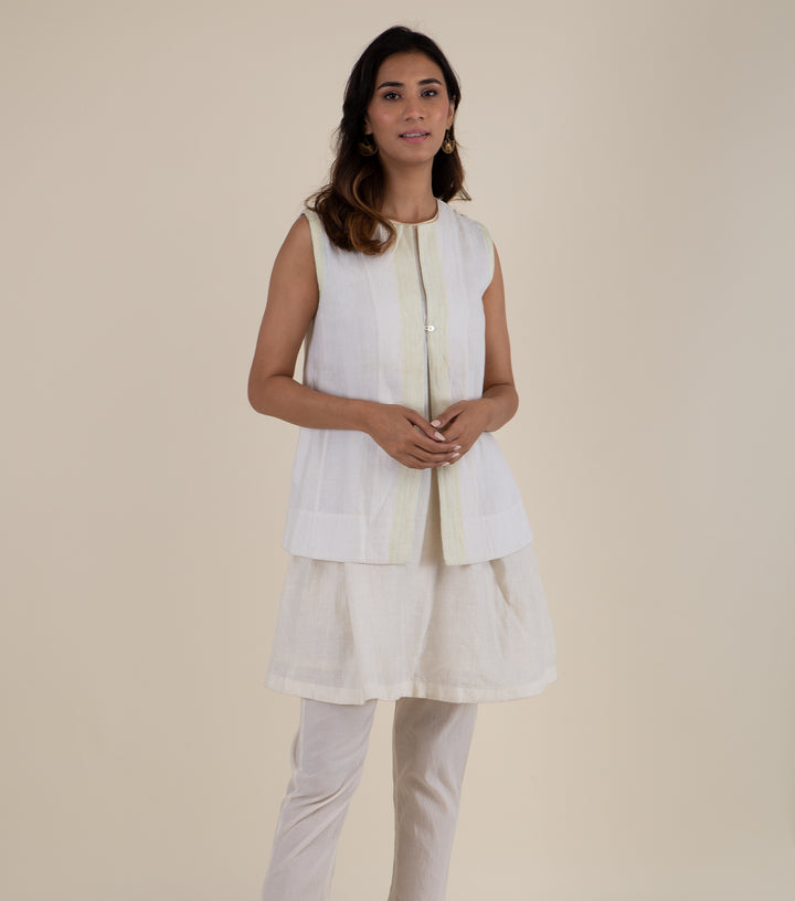 White Cotton Linen Jacket