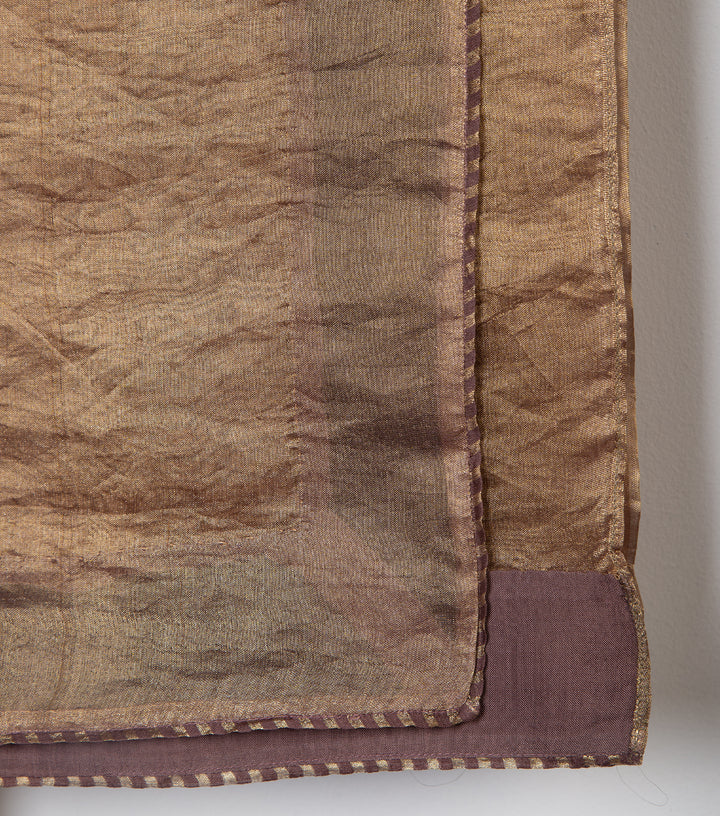 Brown Solid Tissue Saree