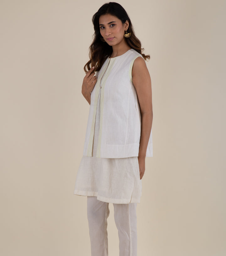 White Cotton Linen Jacket