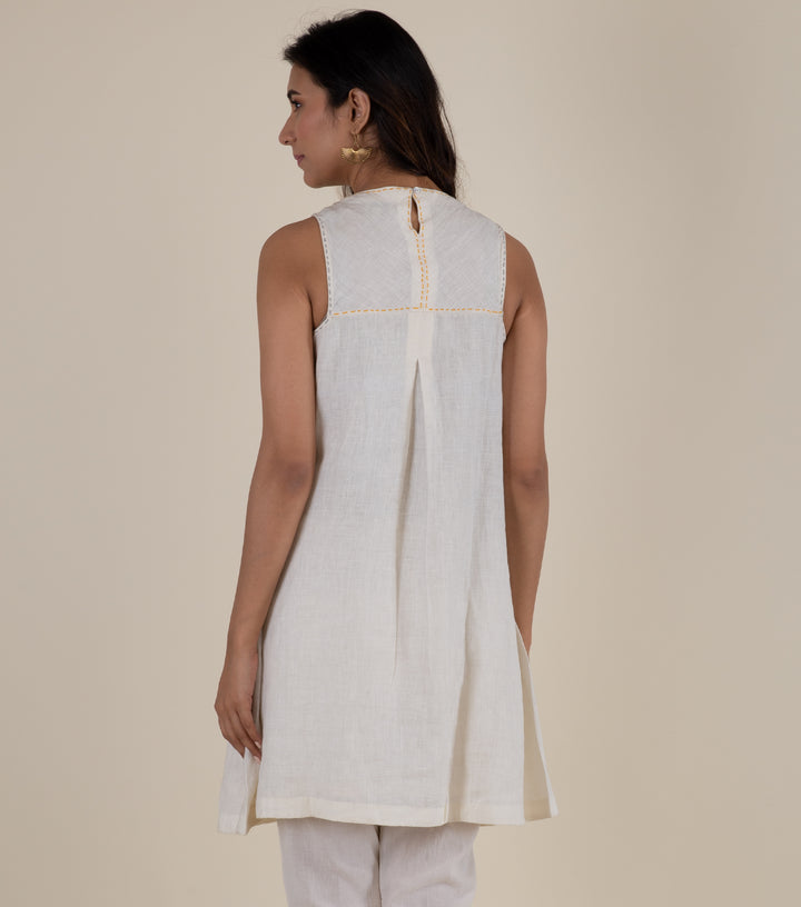 White Cotton Linen Tunic