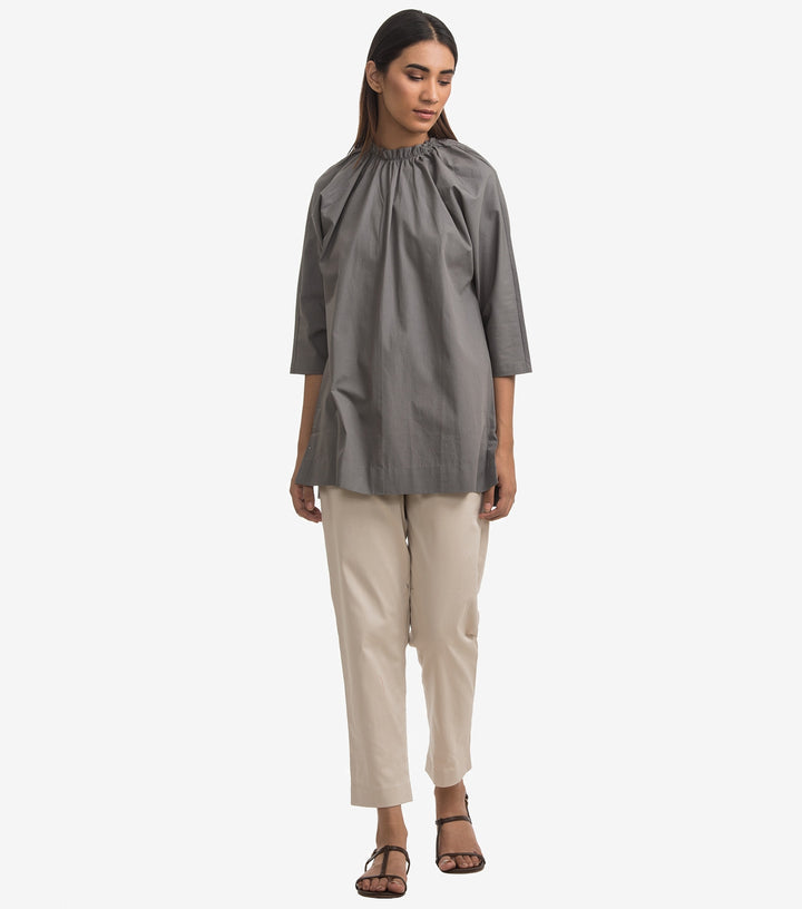 Grey Poplin Top