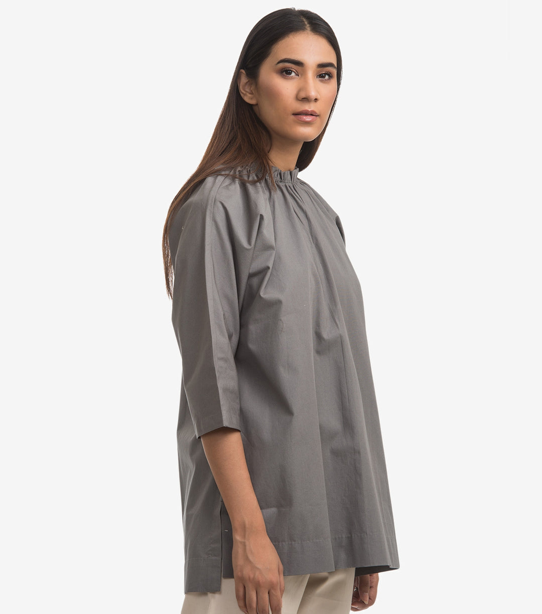 Grey Poplin Top