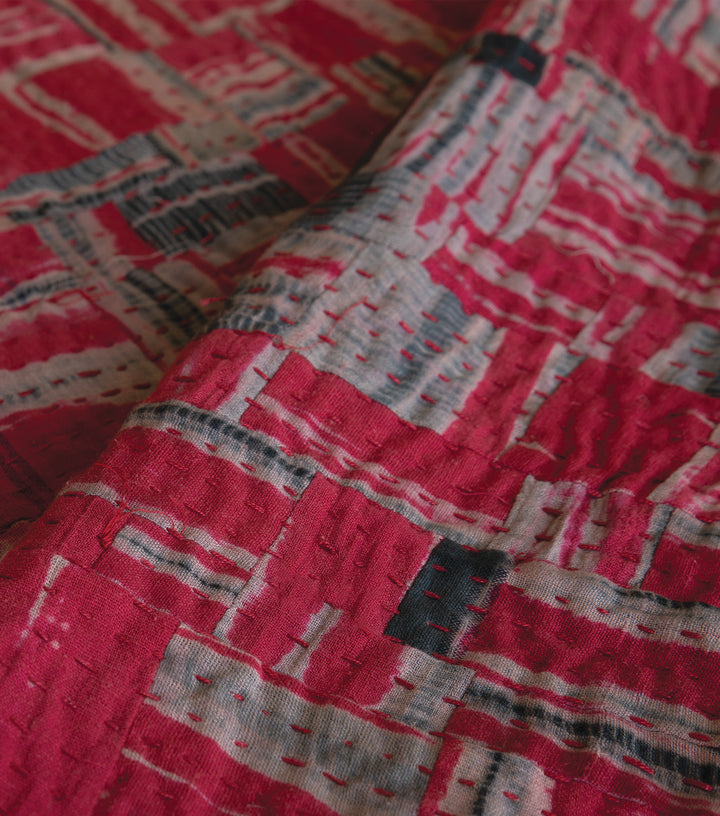 Red Khadi Bedcover