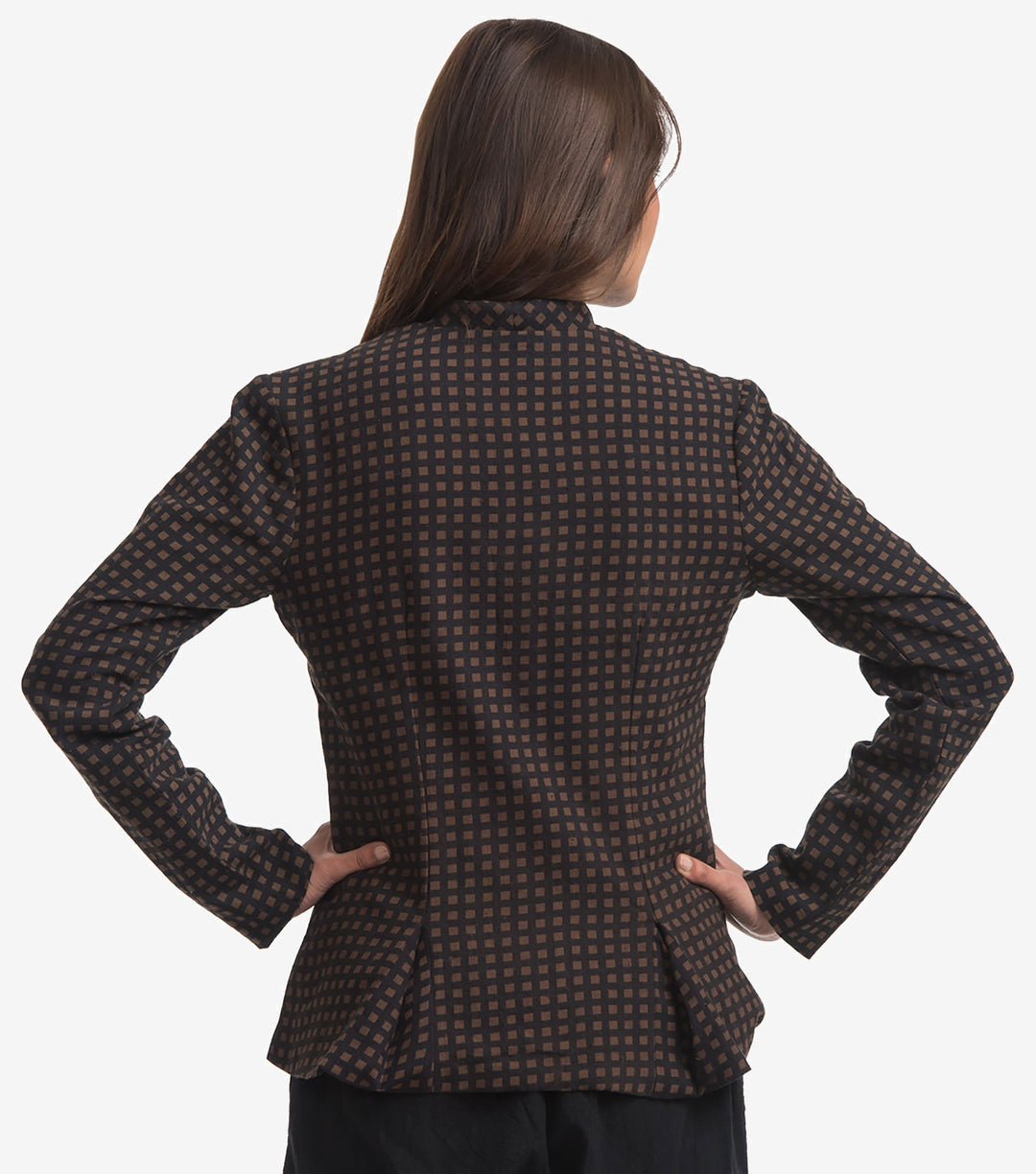 Black printed khadi jacket