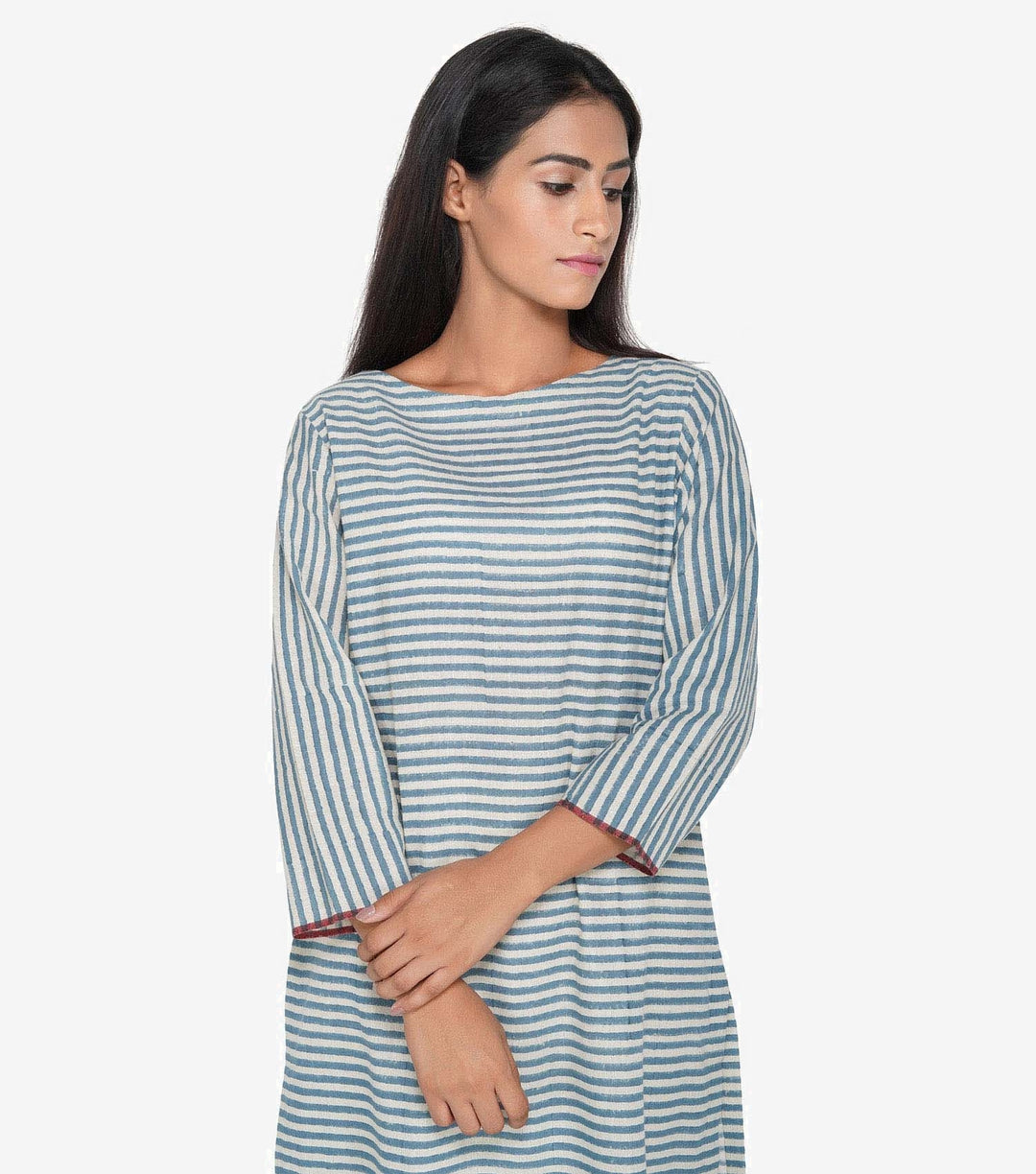 Blue khadi striped kurta