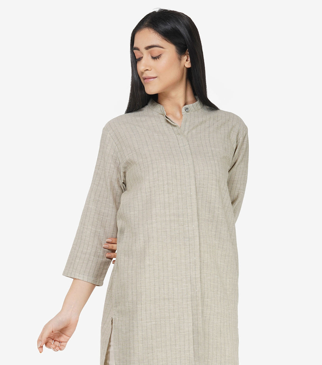 Beige khadi long shirt