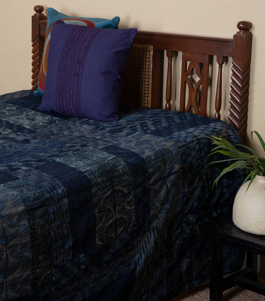 Navy Silk Bedcover