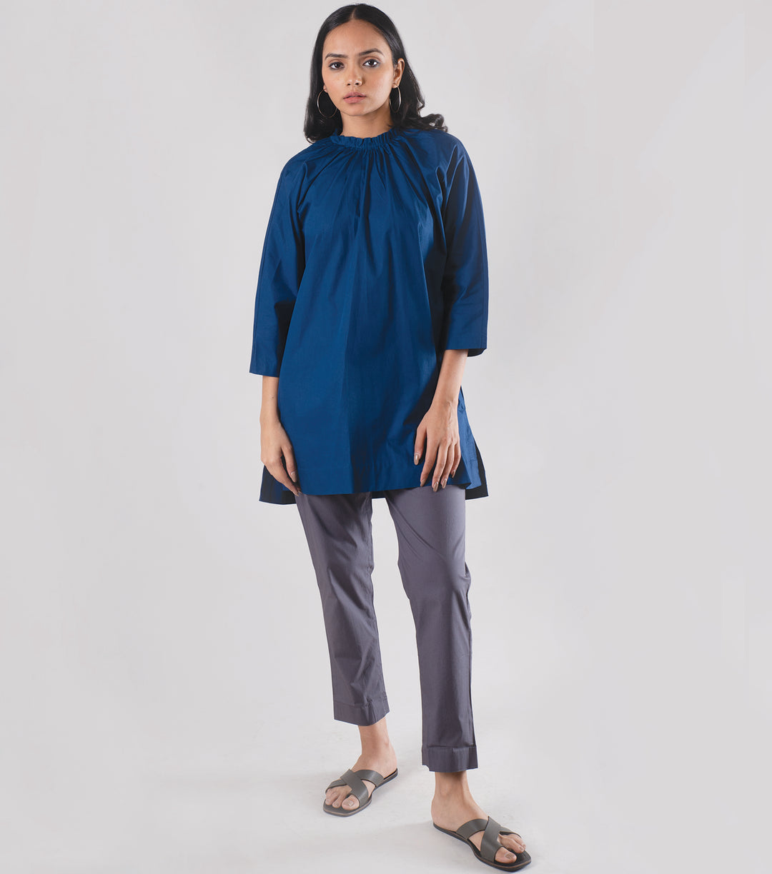 Blue poplin Top