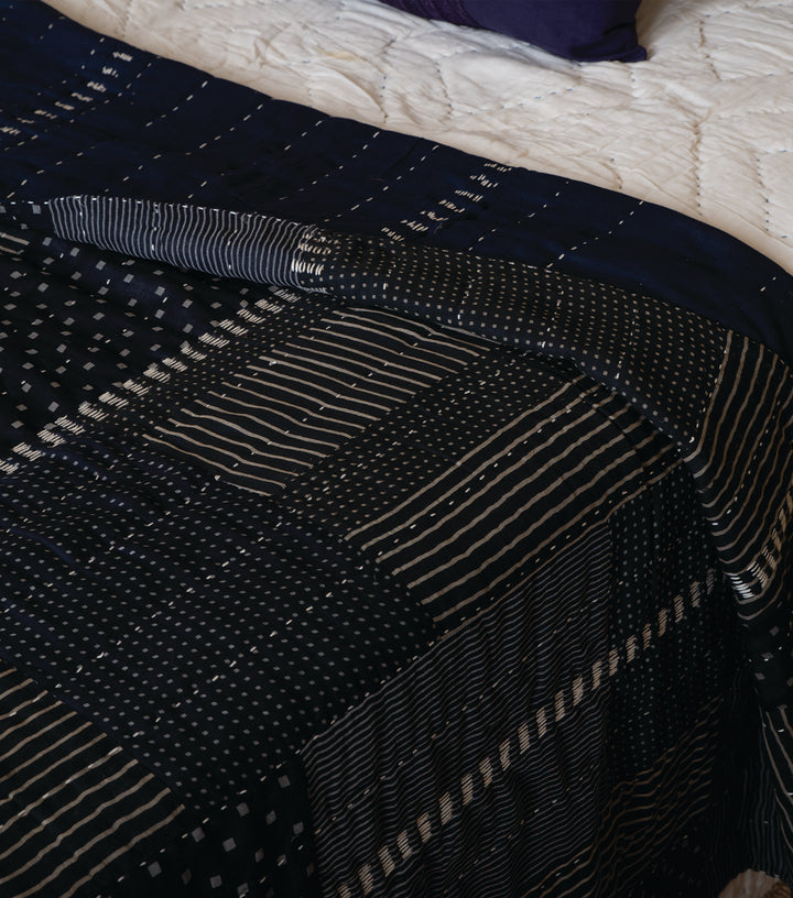 Navy Blue Printed Cotton Quilt