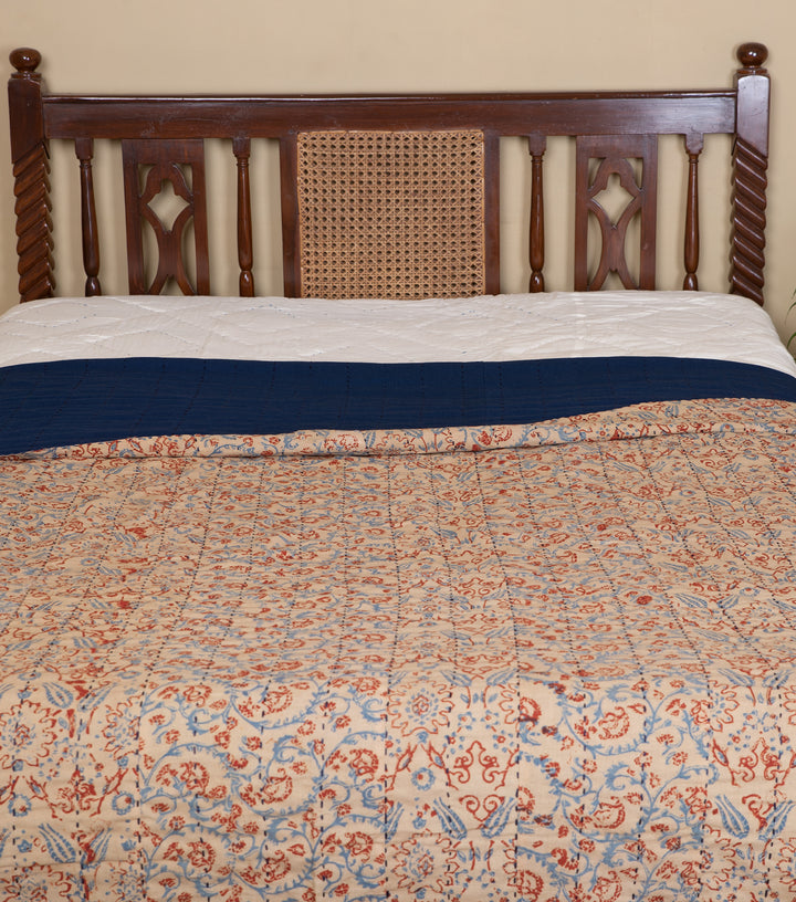 Beige Printed Cotton Bedcover