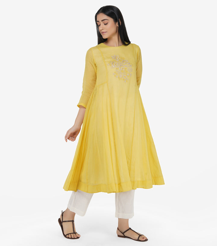 Yellow cotton kurta