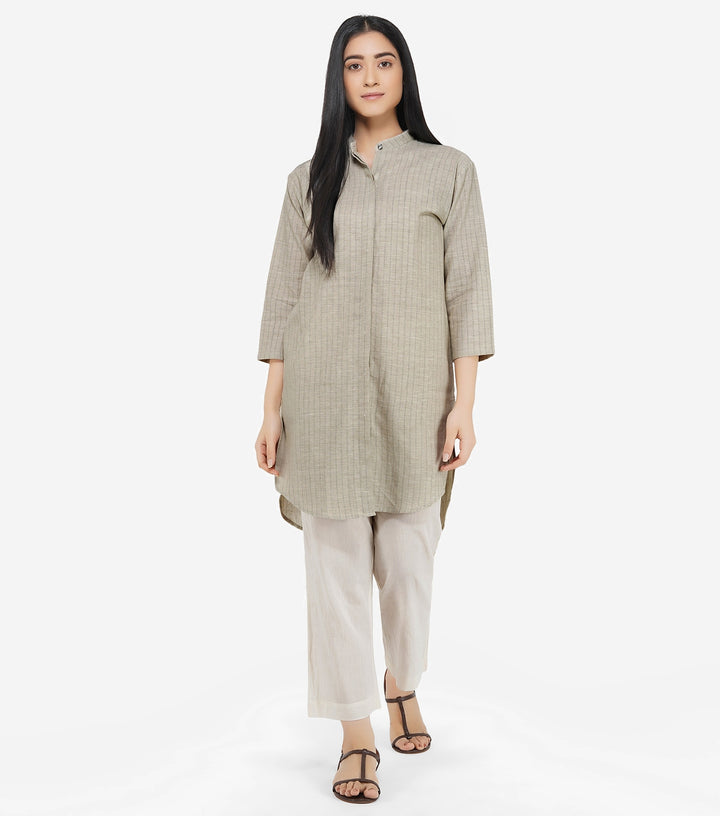 Beige khadi long shirt