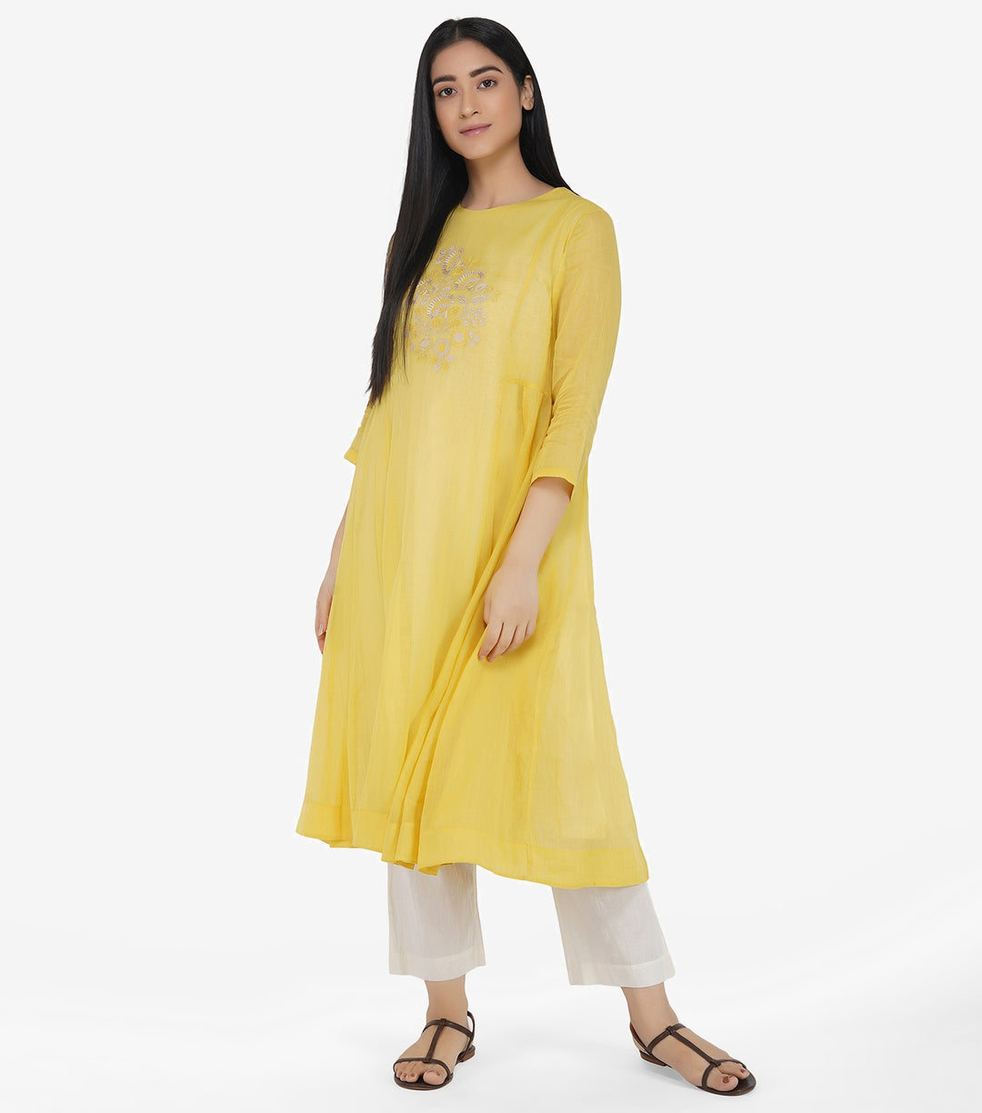 Yellow cotton kurta