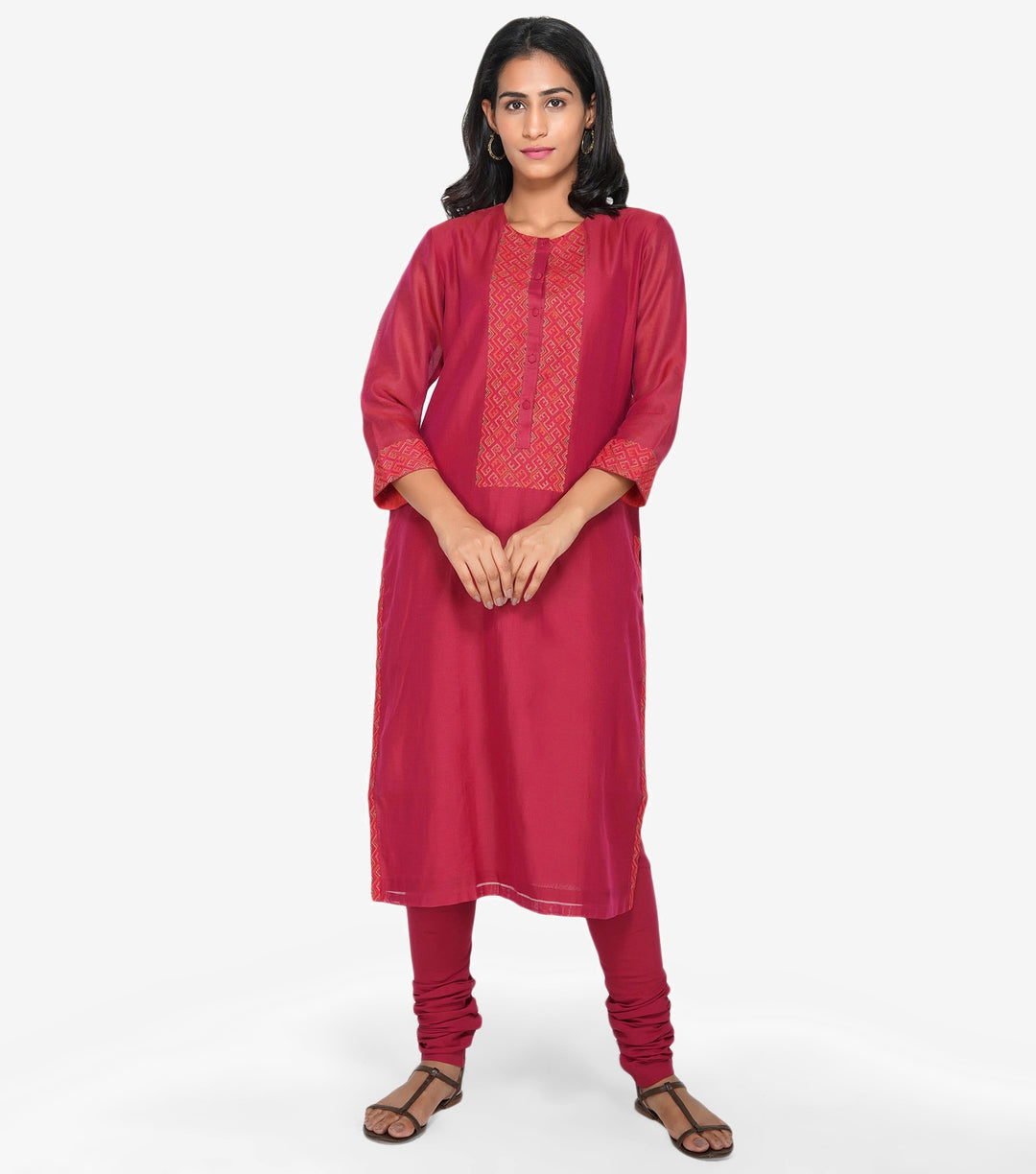 Magenta Cotton Silk Suit Set