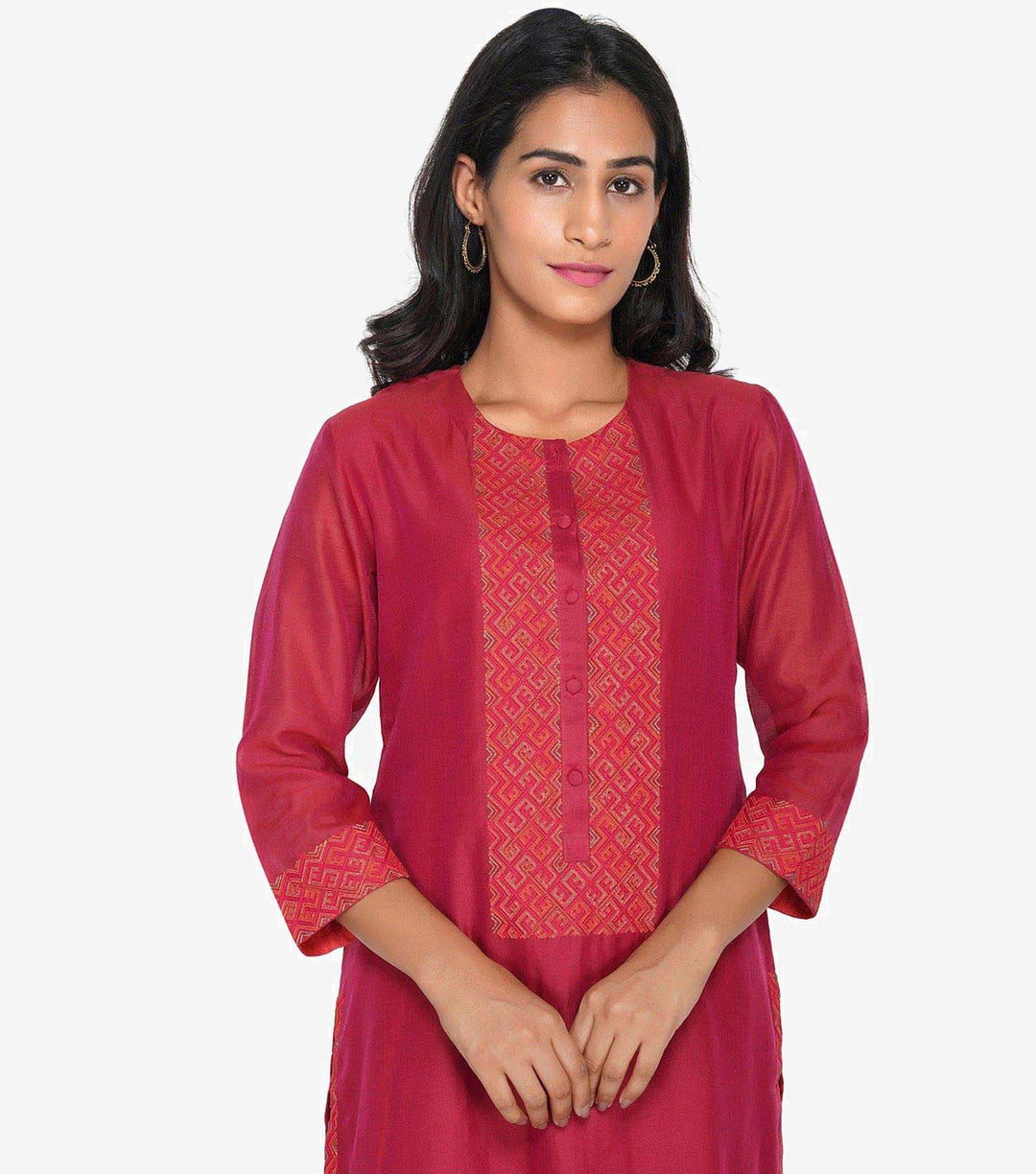 Magenta Cotton Silk Suit Set