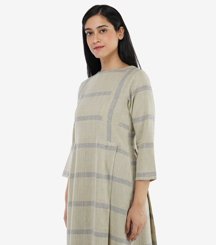 Grey khadi striped kurta