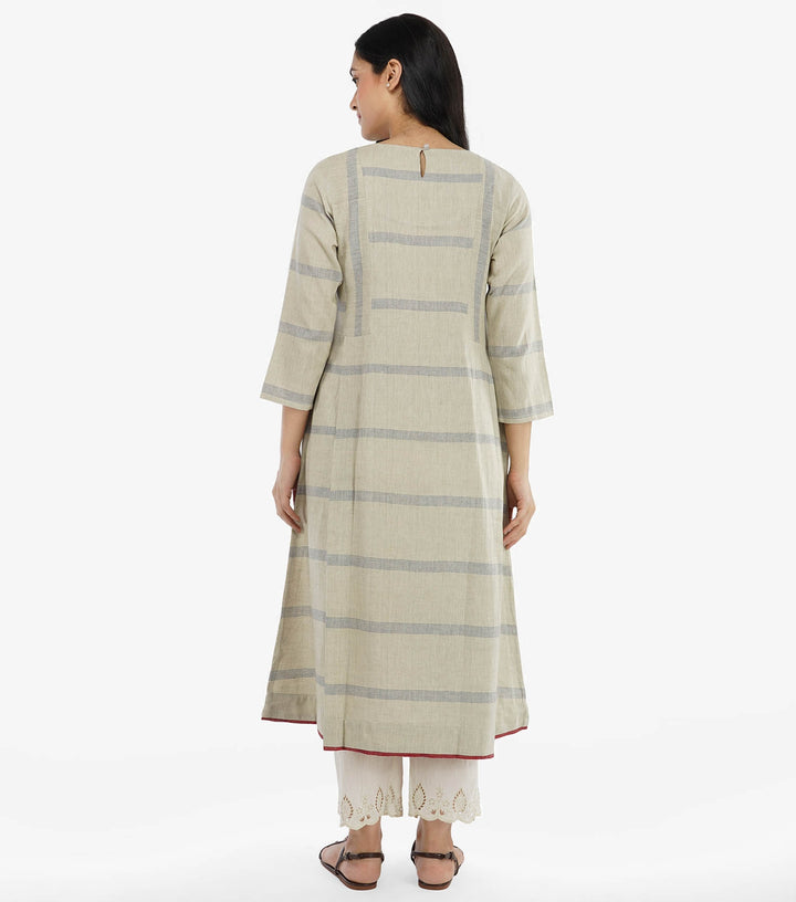 Grey khadi striped kurta