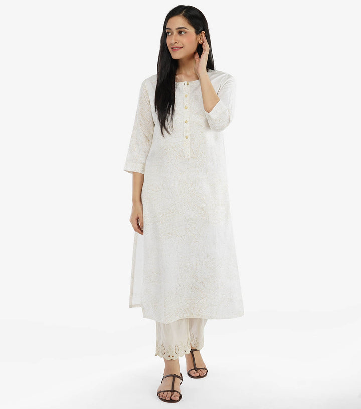 Printed khadi kurta