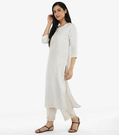 Printed khadi kurta