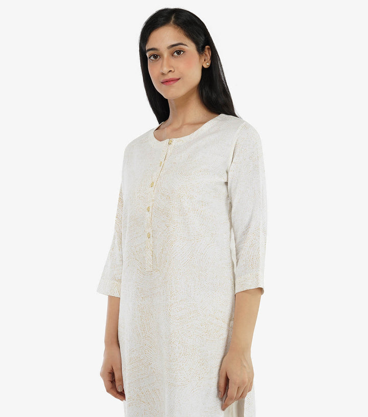 Printed khadi kurta