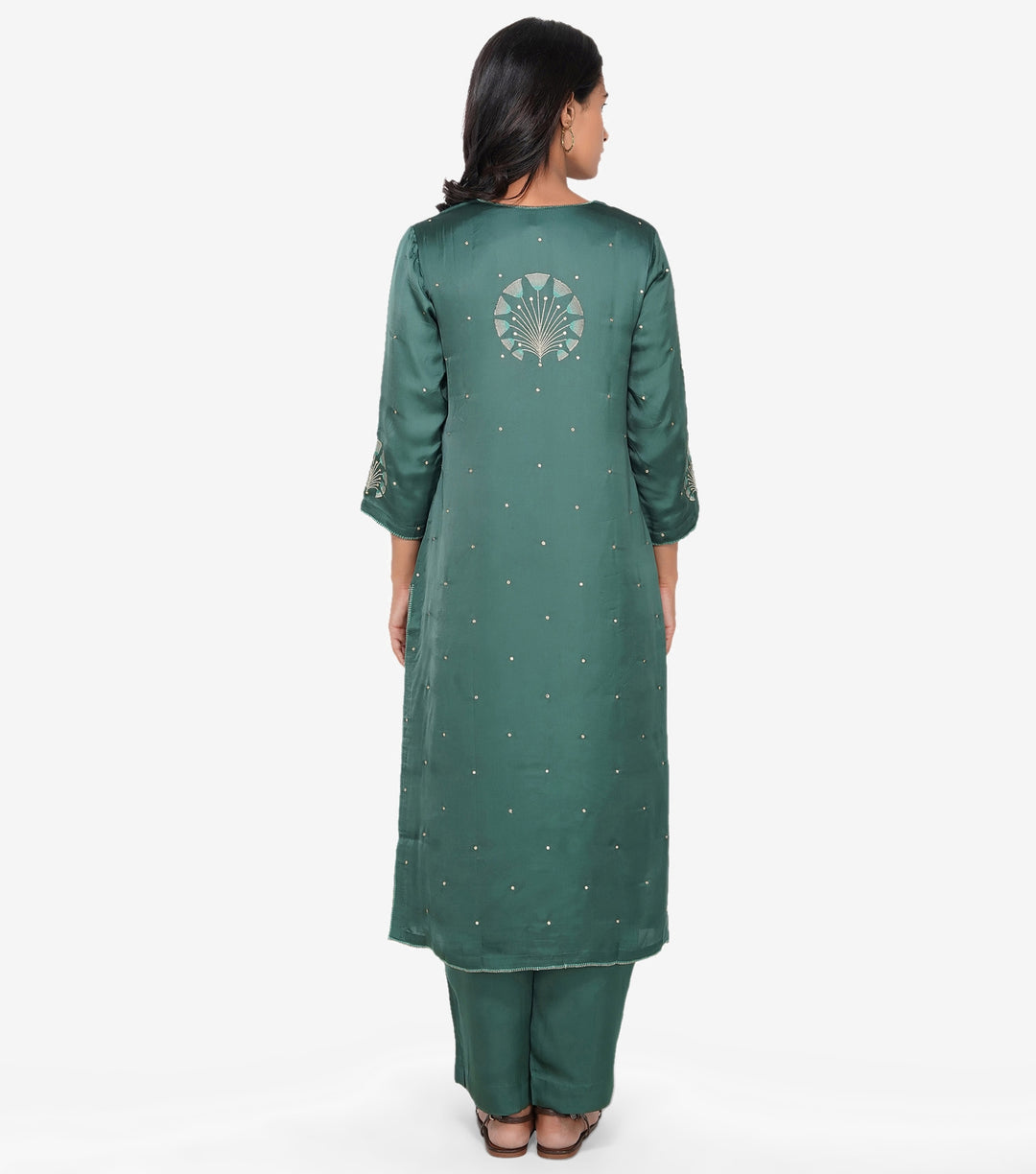 Emerald green silk kurta & Palazzo pants set