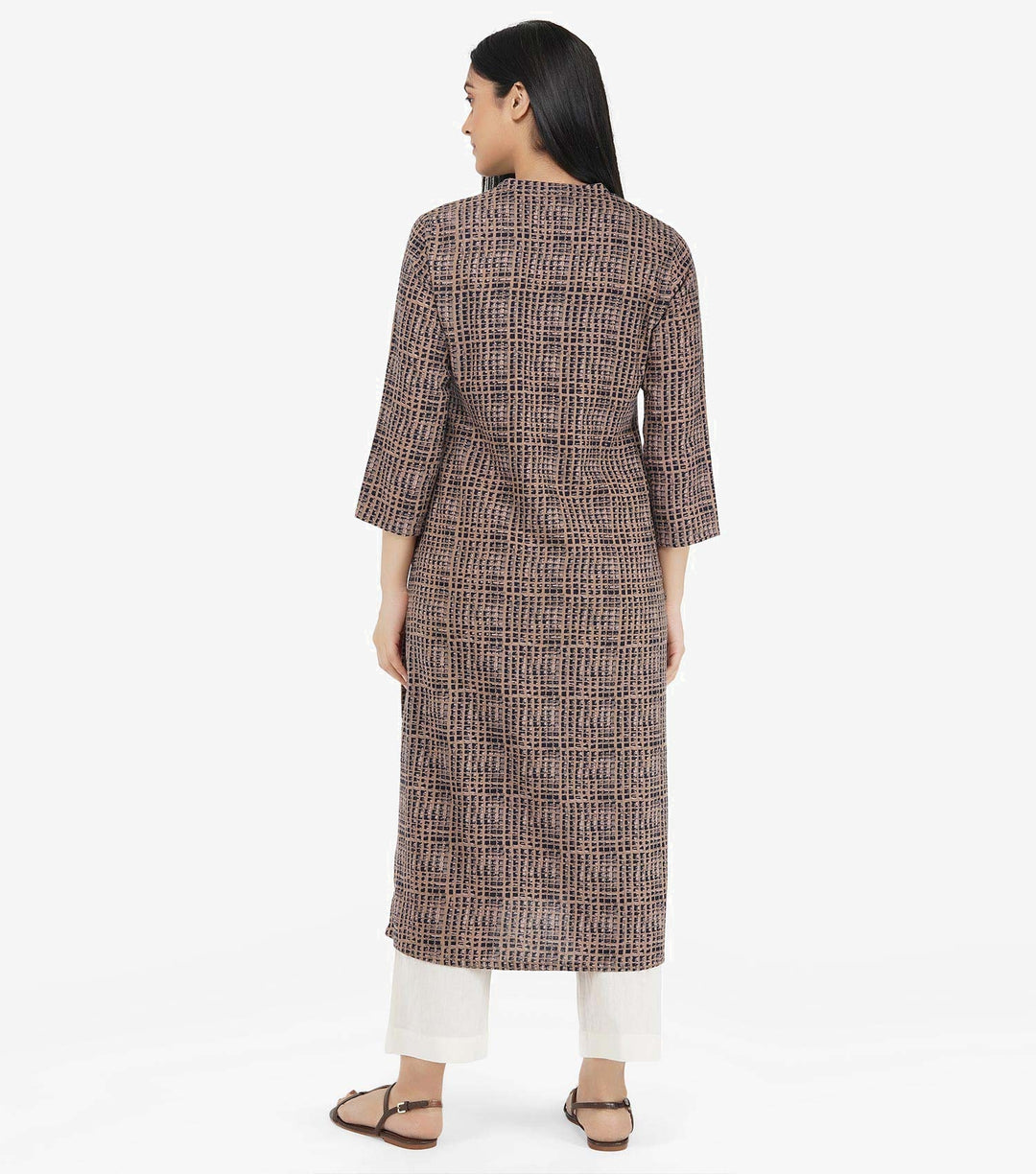 Printed khadi kurta