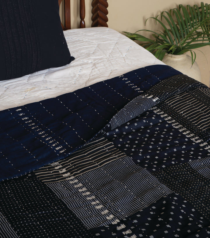 Navy Blue Printed Cotton Quilt