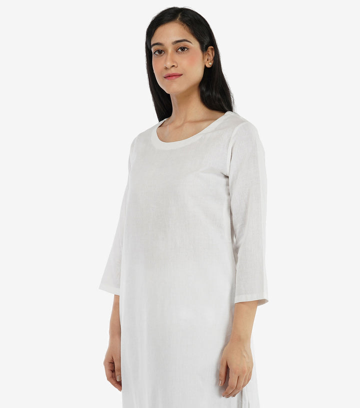 White solid khadi kurta