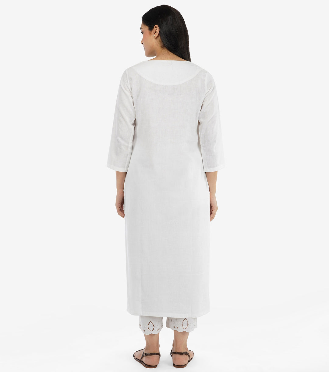 White solid khadi kurta