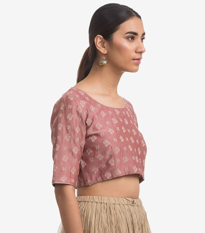 Pink Embroidered Chanderi Blouse