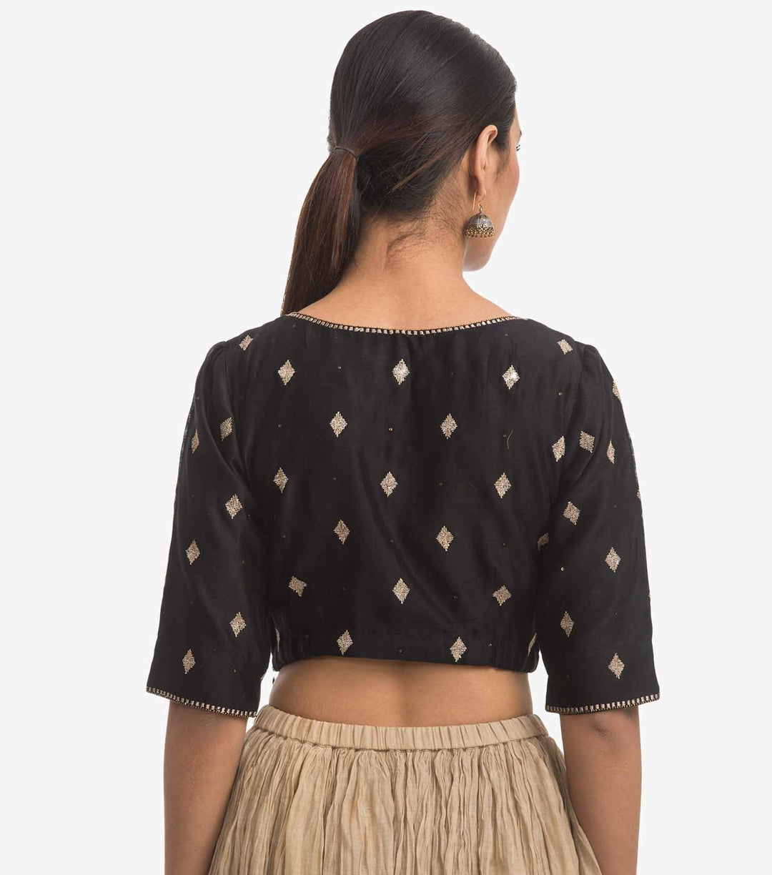 Black embroidered silk chanderi blouse