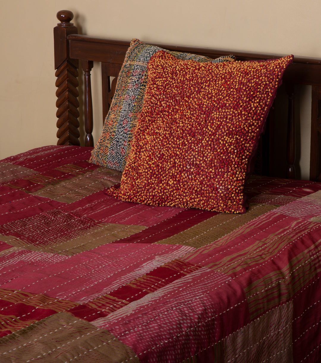 Maroon Silk Bedcover