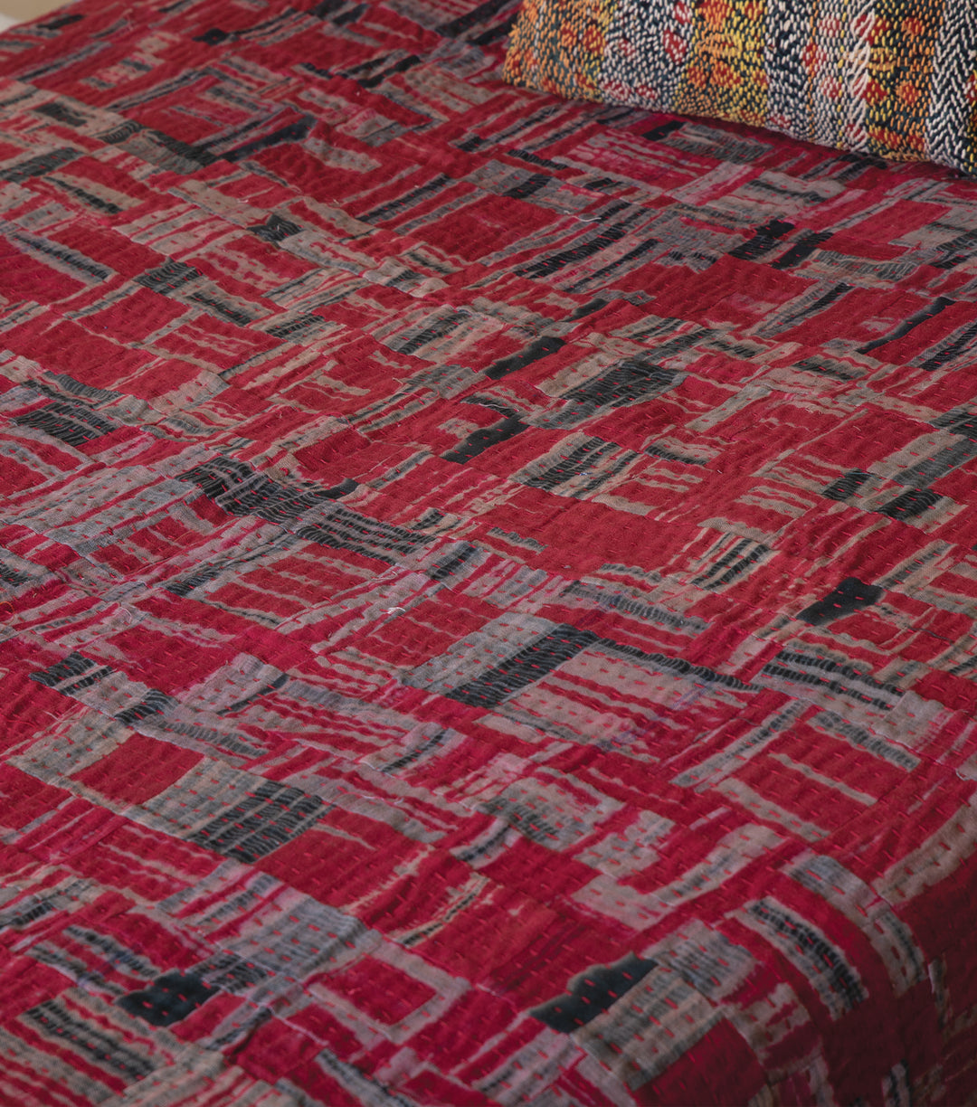 Red Khadi Bedcover