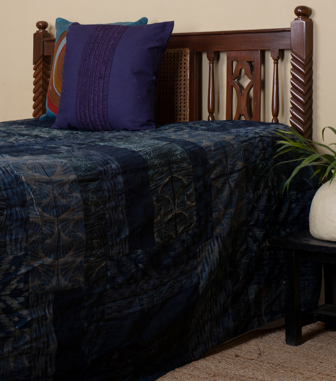 Navy Silk Bedcover