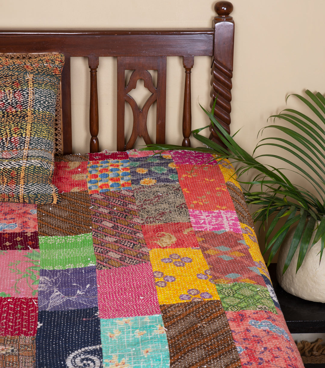 Multicolor Kantha Cotton Bedcover