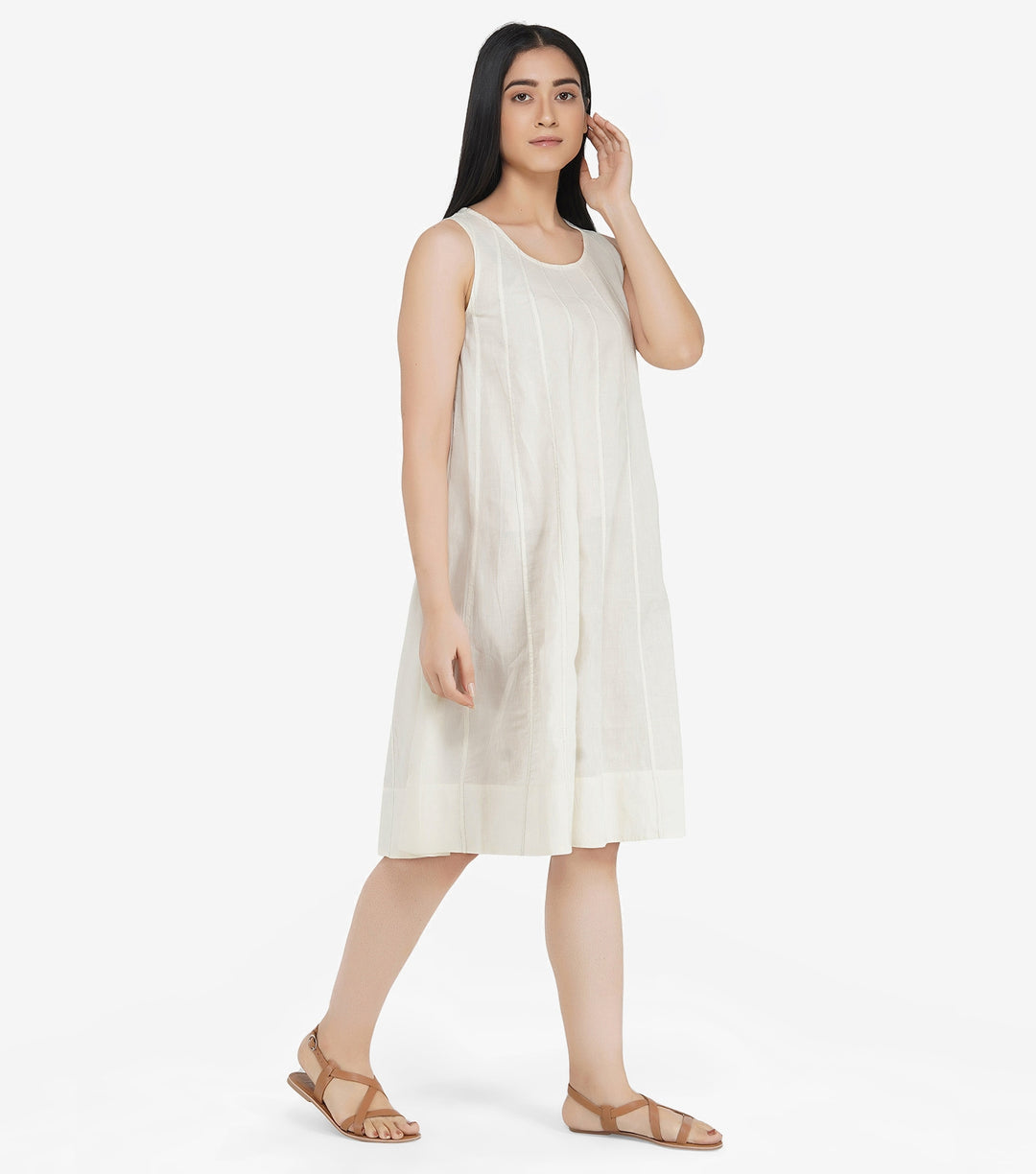 Natural cotton flared dress