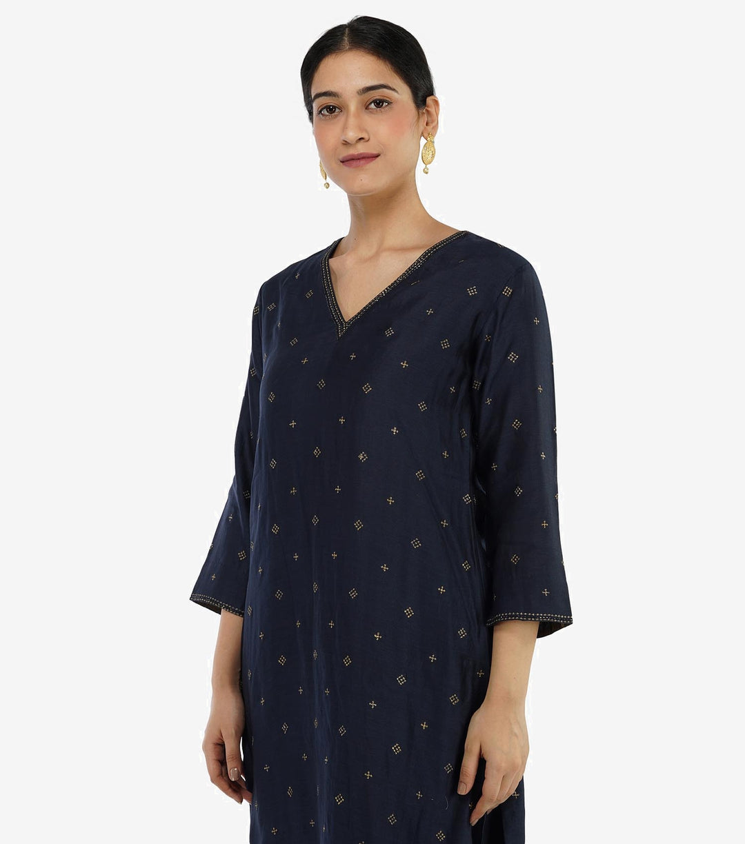 Midnight Blue Zari Embroidered Chanderi Kurta & Pants Set