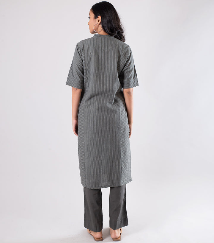 Grey Khadi Woven kurta