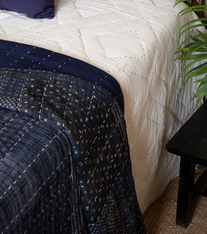 Navy Printed Cotton Quilt