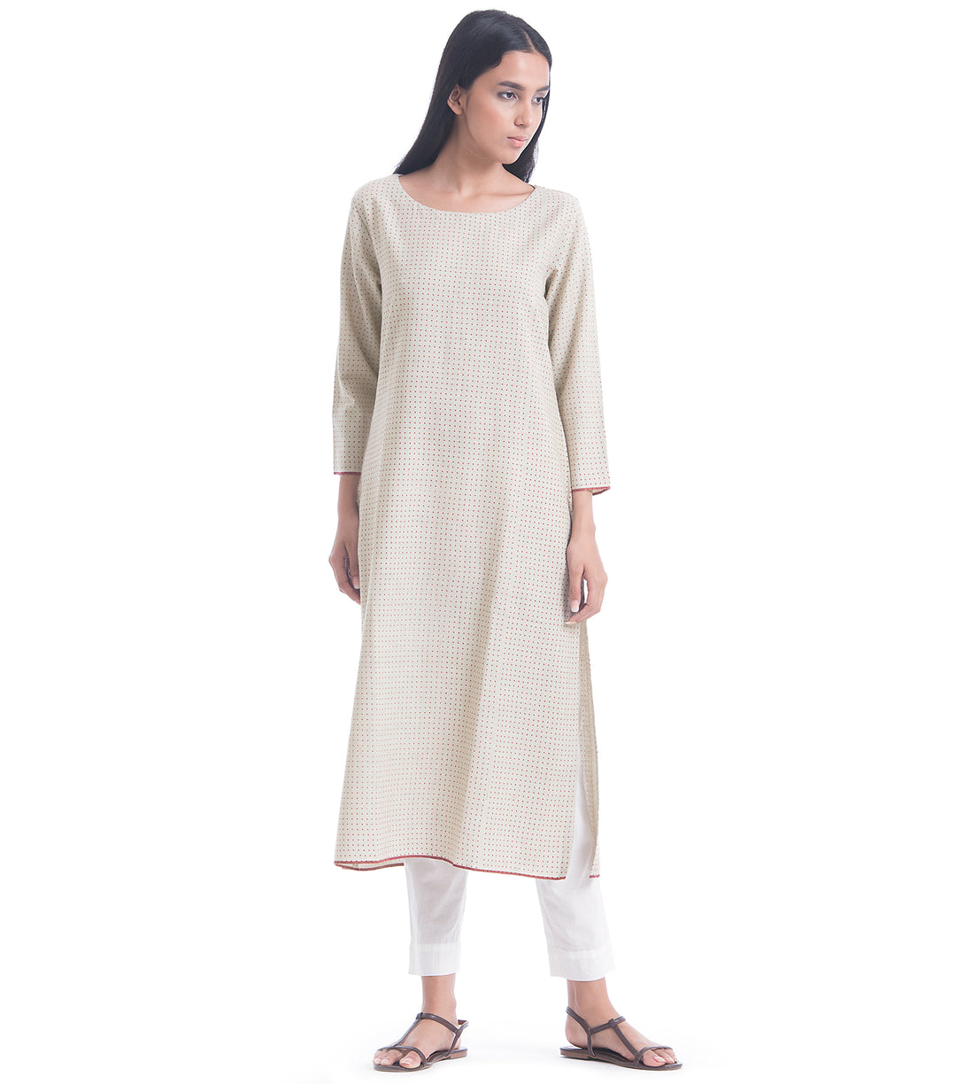 Beige Khadi Kurta