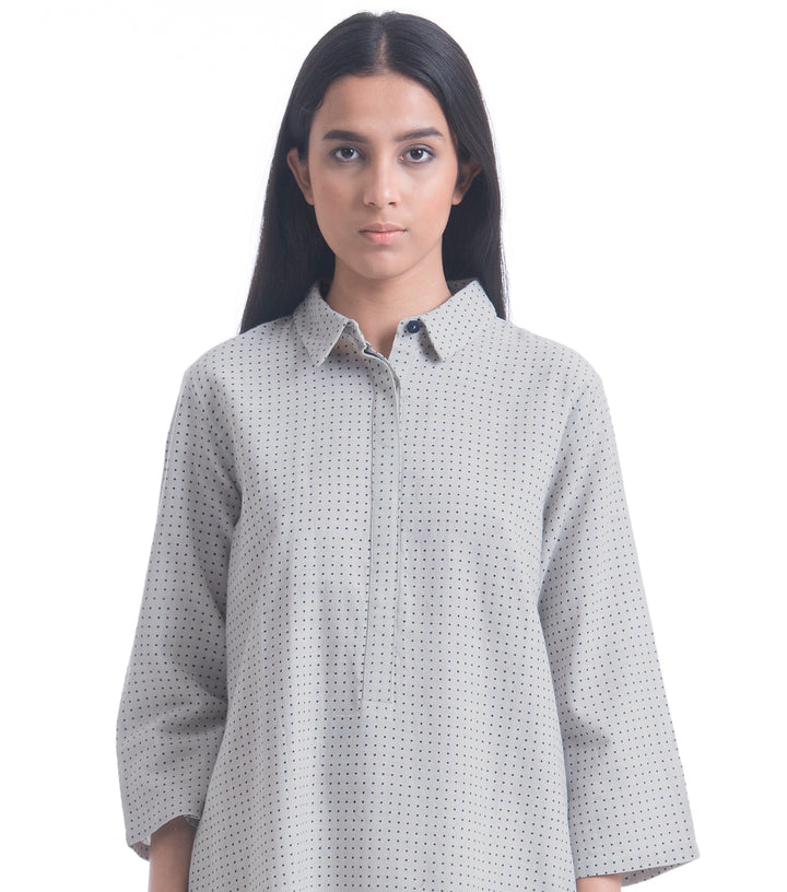 Grey Printed Khadi Shirt