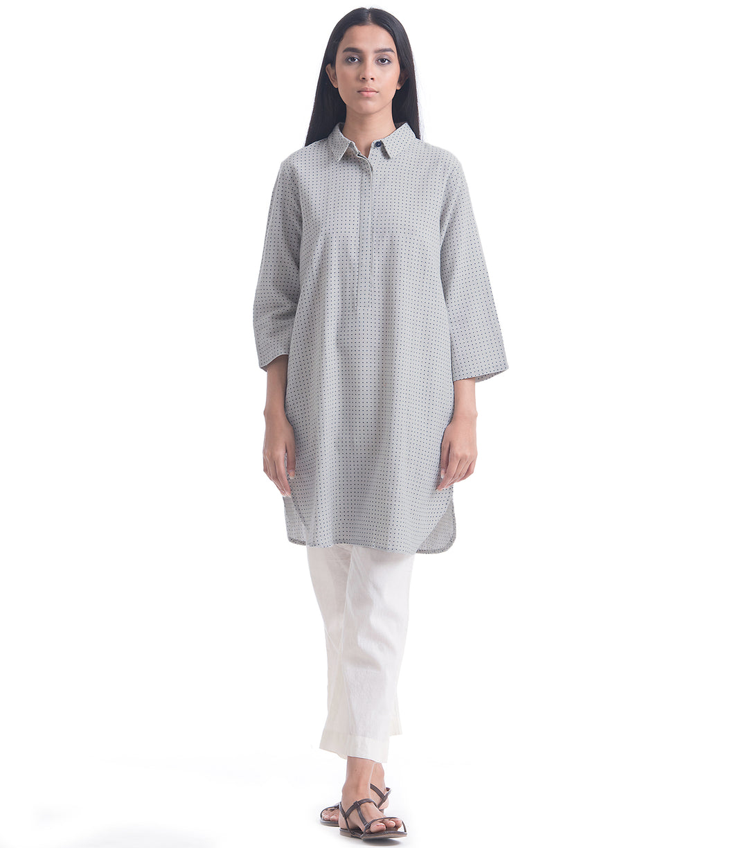 Grey Printed Khadi Shirt