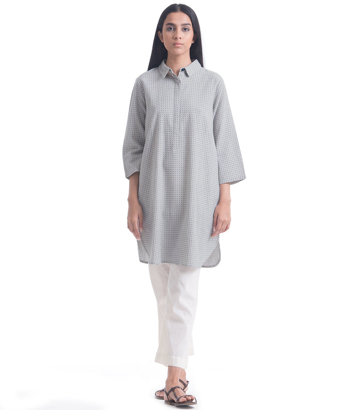 Grey Printed Khadi Shirt