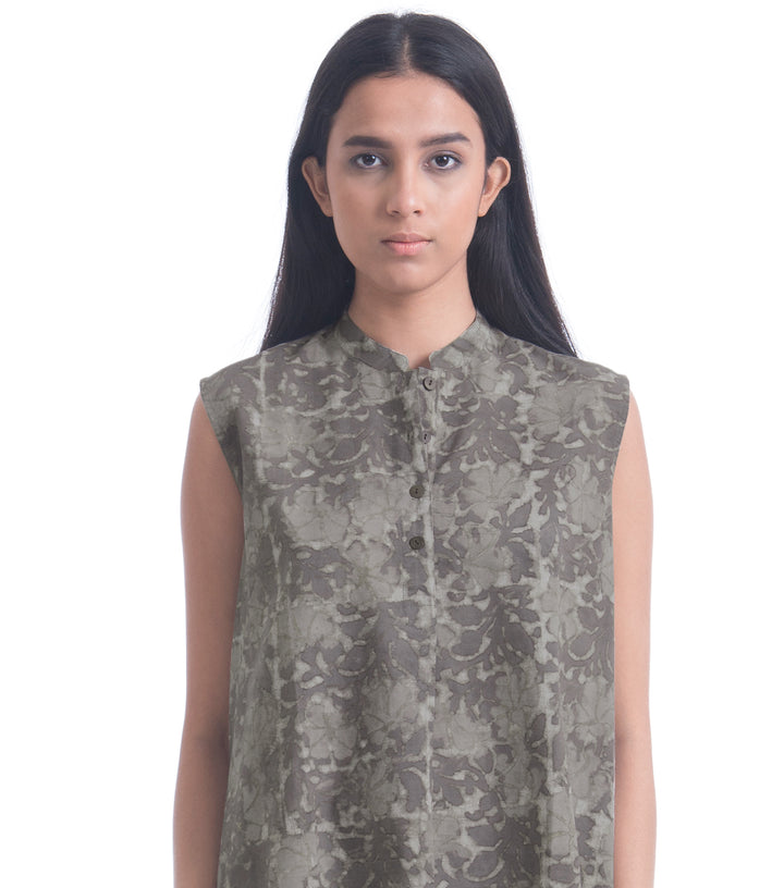 Grey printed cotton shirt