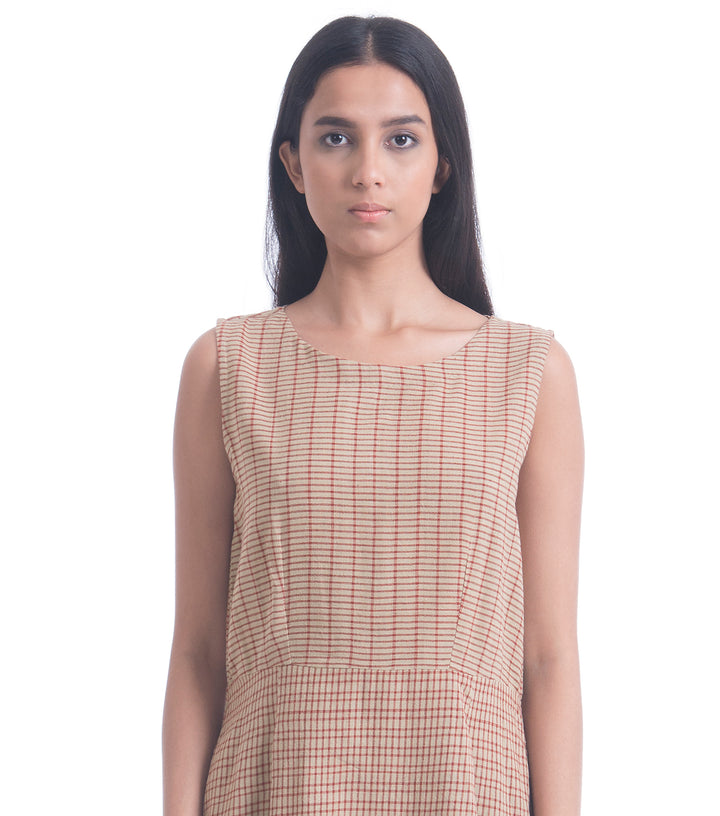 Beige Woven Khadi Dress