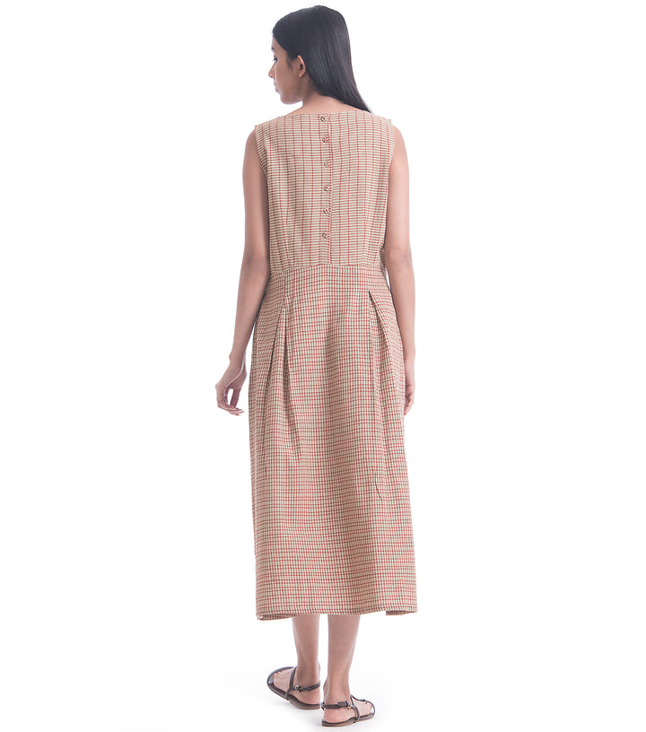 Beige Woven Khadi Dress