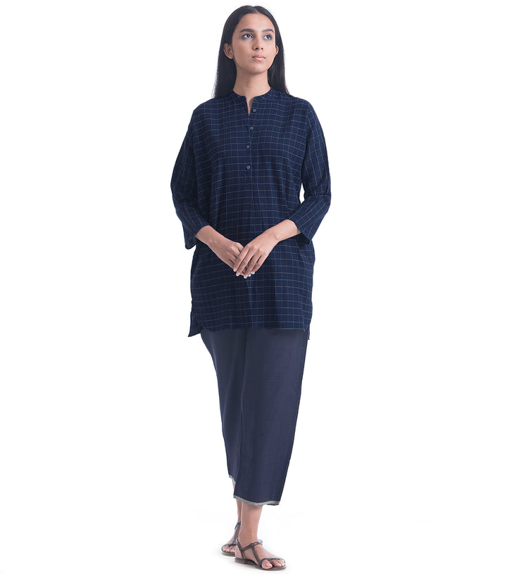 Navy Khadi Woven Shirt